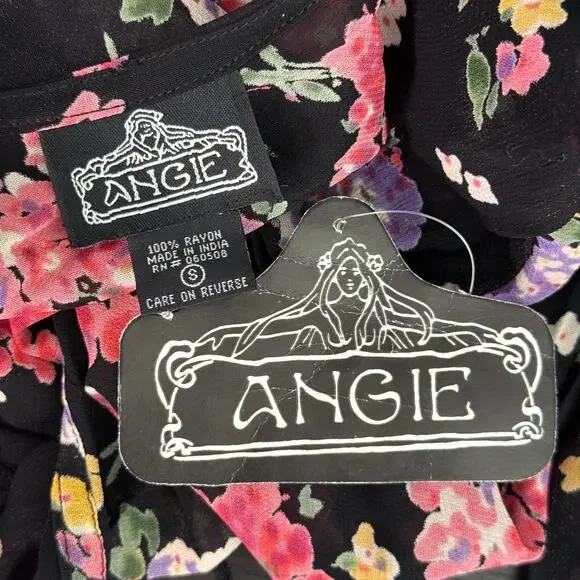 Angie Y2K Top Womens Small Floral Boho Fairy Cottage Romantic Festival Vintage - Picture 3 of 9